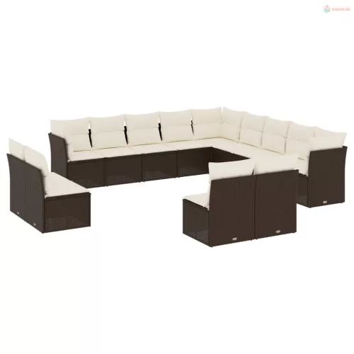 13 részes barna polyrattan kerti ülőgarnitúra párnákkal