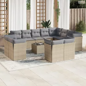   13 részes bézs polyrattan kerti ülőgarnitúra párnákkal