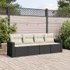 4 részes fekete polyrattan kerti ülőgarnitúra párnákkal