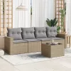 5 részes bézs polyrattan kerti ülőgarnitúra párnákkal