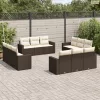 12 részes barna polyrattan kerti ülőgarnitúra párnákkal