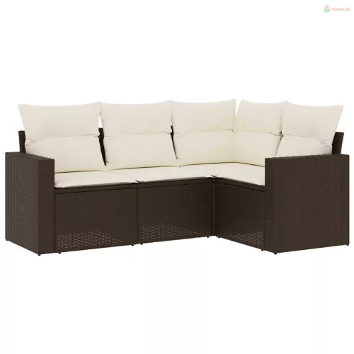 4 részes barna polyrattan kerti ülőgarnitúra párnákkal