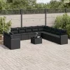12 részes fekete polyrattan kerti ülőgarnitúra párnákkal