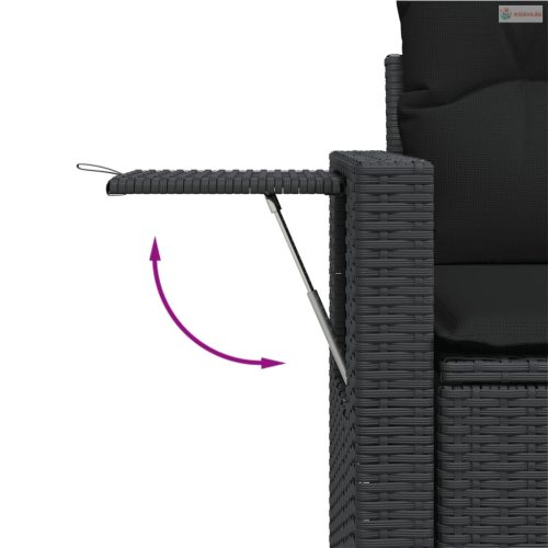 4 részes fekete polyrattan kerti ülőgarnitúra párnákkal