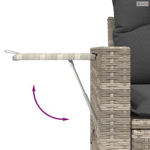 4 részes világosszürke polyrattan kerti ülőgarnitúra párnákkal