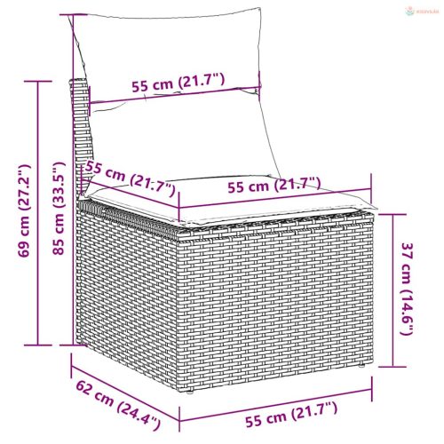 4 részes világosszürke polyrattan kerti ülőgarnitúra párnákkal