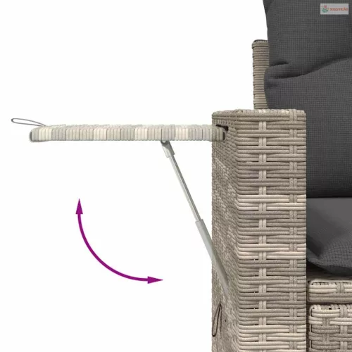 5 részes világosszürke polyrattan kerti ülőgarnitúra párnákkal