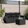 4 részes fekete polyrattan kerti ülőgarnitúra párnákkal