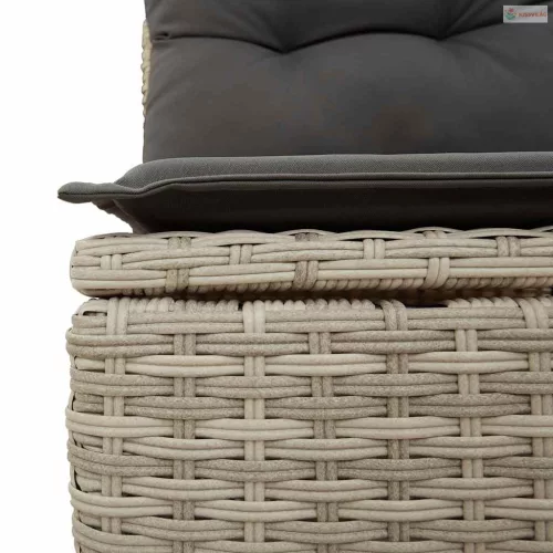 4 részes világosszürke polyrattan kerti ülőgarnitúra párnákkal