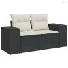 3 részes fekete polyrattan kerti ülőgarnitúra párnával