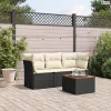 4 részes fekete polyrattan kerti ülőgarnitúra párnákkal
