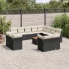 13 részes fekete polyrattan kerti ülőgarnitúra párnákkal