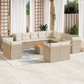 14 részes bézs polyrattan kerti ülőgarnitúra párnával