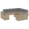 13 részes bézs polyrattan kerti ülőgarnitúra párnákkal