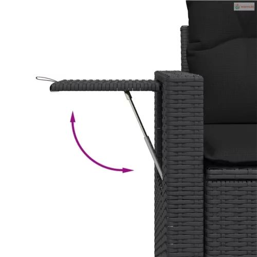 4 részes fekete polyrattan kerti ülőgarnitúra párnákkal