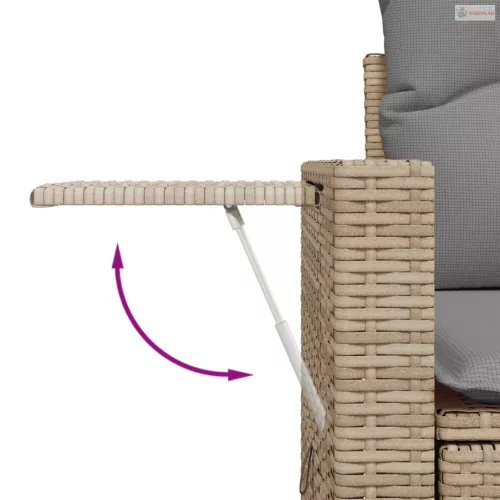 12 részes bézs polyrattan kerti ülőgarnitúra párnákkal