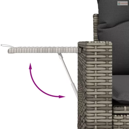 14 részes szürke polyrattan kerti ülőgarnitúra párnákkal