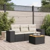 4 részes fekete polyrattan kerti ülőgarnitúra párnákkal