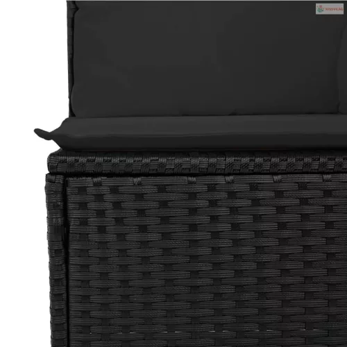 4 részes fekete polyrattan kerti ülőgarnitúra párnákkal