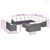14 részes fekete polyrattan kerti ülőgarnitúra párnákkal