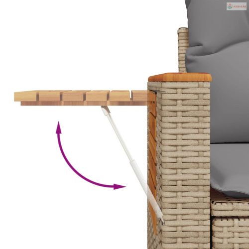 3 részes bézs polyrattan kerti ülőgarnitúra párnákkal