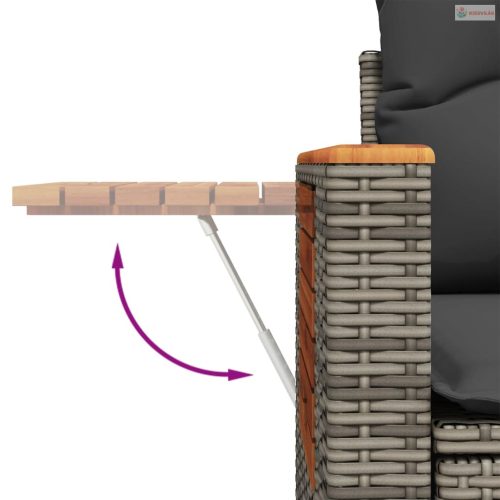 3 részes szürke polyrattan kerti ülőgarnitúra párnákkal