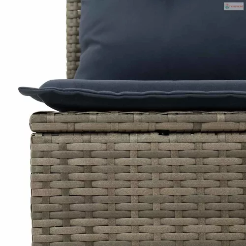 3 részes szürke polyrattan kerti ülőgarnitúra párnákkal