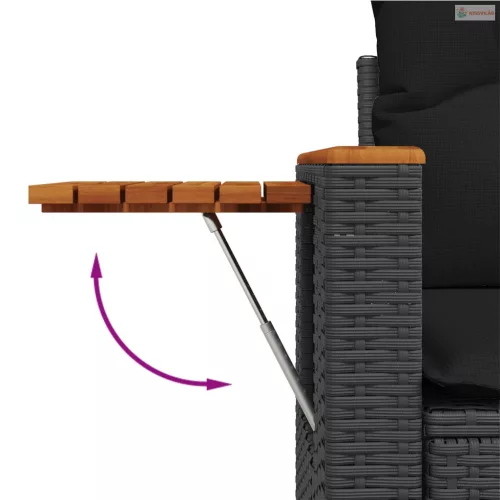 4 részes fekete polyrattan kerti ülőgarnitúra párnákkal