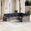 10 részes szürke polyrattan kerti ülőgarnitúra párnával
