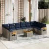 11 részes szürke polyrattan kerti ülőgarnitúra párnákkal