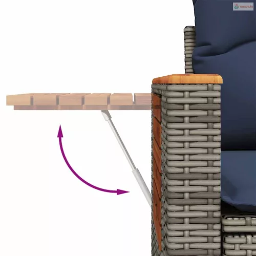 11 részes szürke polyrattan kerti ülőgarnitúra párnákkal