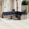 11 részes szürke polyrattan kerti ülőgarnitúra párnákkal