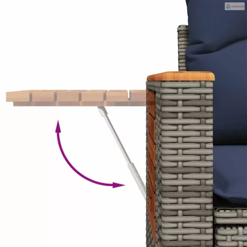 11 részes szürke polyrattan kerti ülőgarnitúra párnákkal