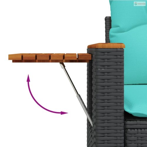 11 részes fekete polyrattan kerti ülőgarnitúra párnákkal