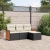 4 részes fekete polyrattan kerti ülőgarnitúra párnákkal