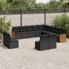 13 részes fekete polyrattan kerti ülőgarnitúra párnákkal