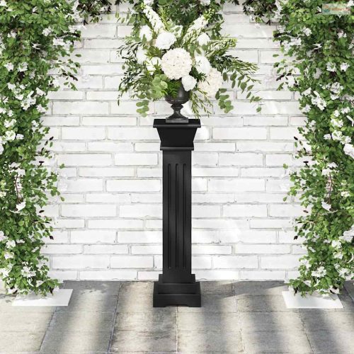 Klasszikus fekete MDF szögletes oszlop virágállvány 17x17x66cm
