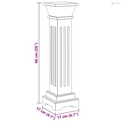 Klasszikus fekete MDF szögletes oszlop virágállvány 17x17x66cm