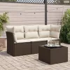 4 részes barna polyrattan kerti ülőgarnitúra párnákkal