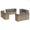 12 részes bézs polyrattan kerti ülőgarnitúra párnákkal