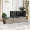 3 részes világosszürke polyrattan kerti ülőgarnitúra párnával
