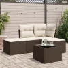 5 részes barna polyrattan kerti ülőgarnitúra párnával