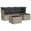 5 részes világosszürke polyrattan kerti ülőgarnitúra párnákkal