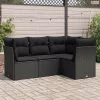 4 részes fekete polyrattan kerti ülőgarnitúra párnákkal