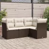4 részes barna polyrattan kerti ülőgarnitúra párnákkal