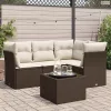 5 részes barna polyrattan kerti ülőgarnitúra párnával