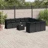12 részes fekete polyrattan kerti ülőgarnitúra párnákkal