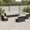 13 részes fekete polyrattan kerti ülőgarnitúra párnákkal