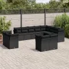 12 részes fekete polyrattan kerti ülőgarnitúra párnákkal