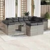13 részes világosszürke polyrattan kerti ülőgarnitúra párnákkal